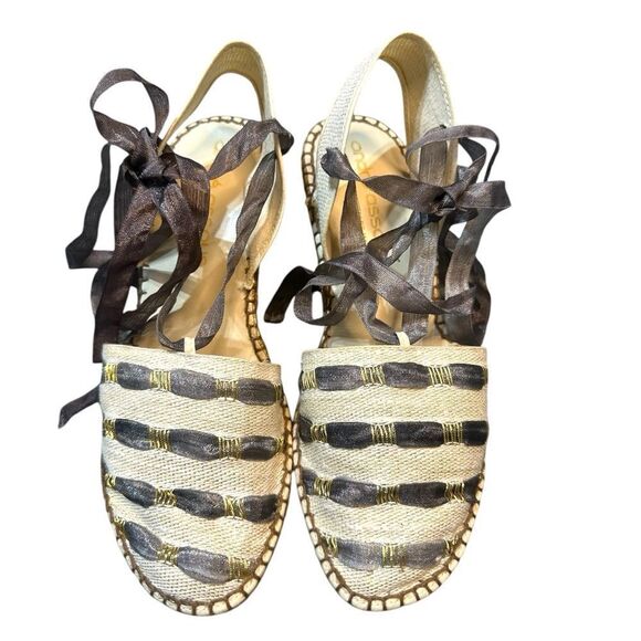Andre Assous Linen Canvas with Ribbon Weave  Espadrille Wedges Size 10 - Picture 3 of 13